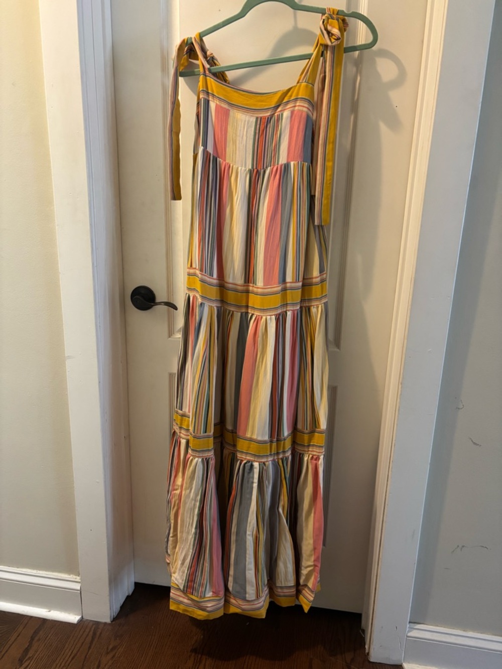 Tie-Shoulder Striped Maxi Dress in Yellow Multi - Picture 4 of 6